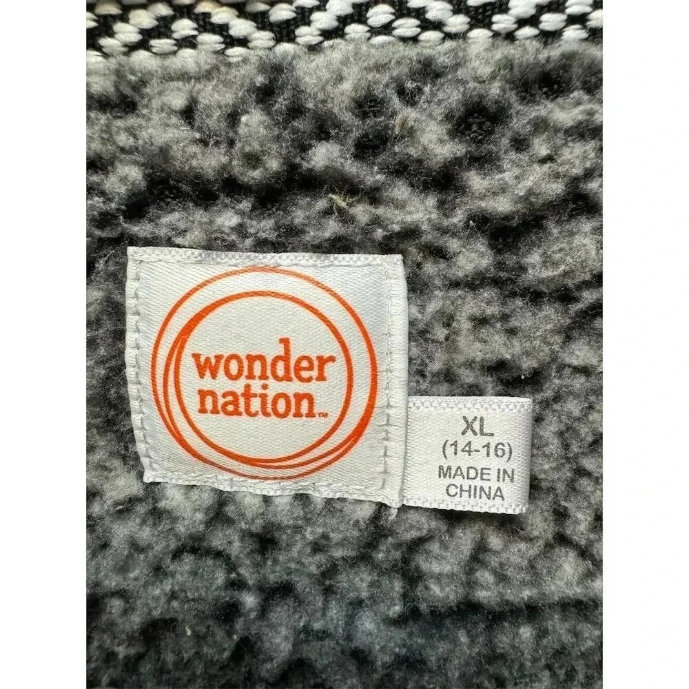 Wonder Nation Boys XL Gray Sherpa Pullover Hoodie Long Sleeve - Picture 2 of 6